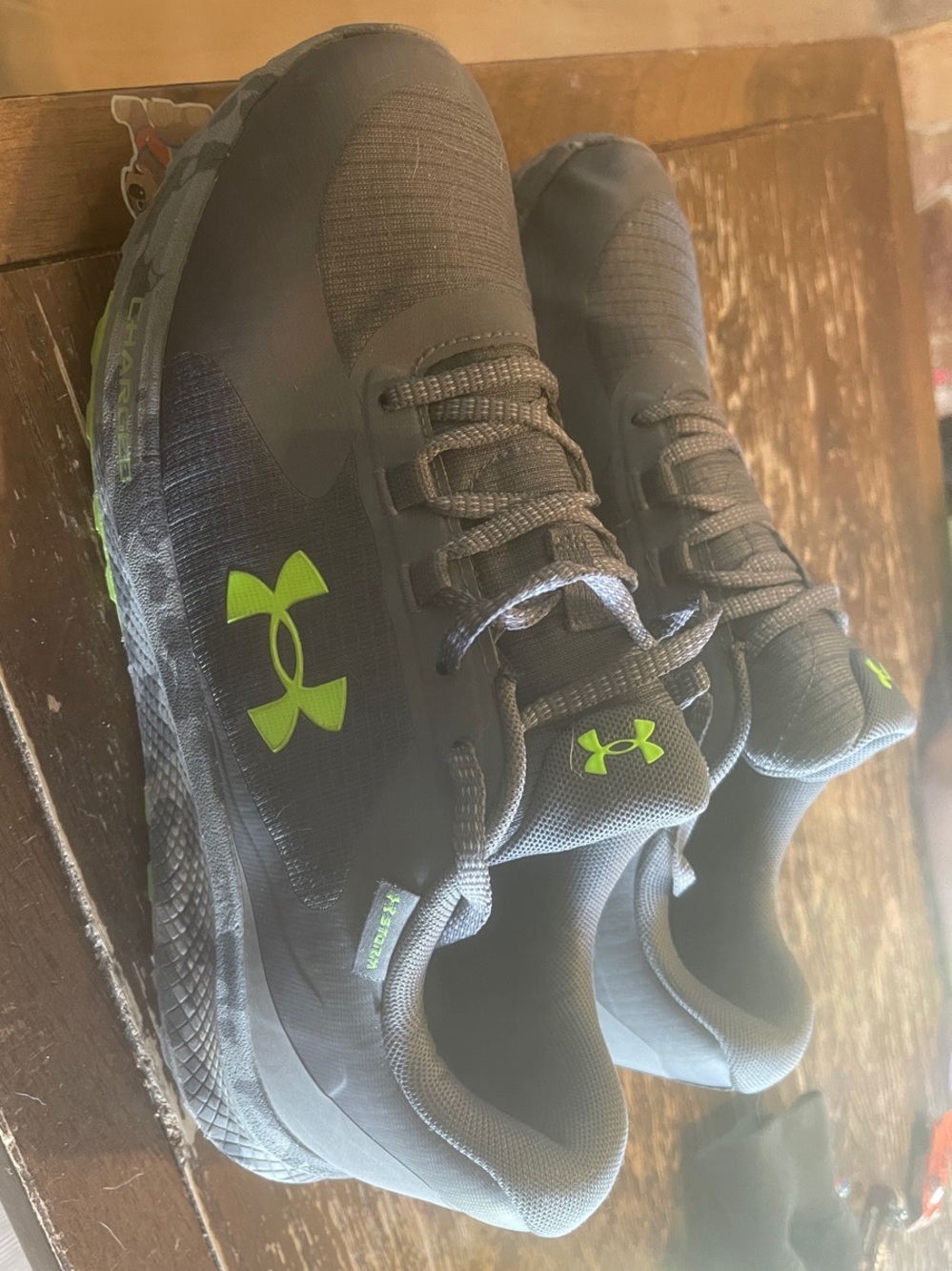 Under Armour Grey Sneakers with Neon Green Logo Accents